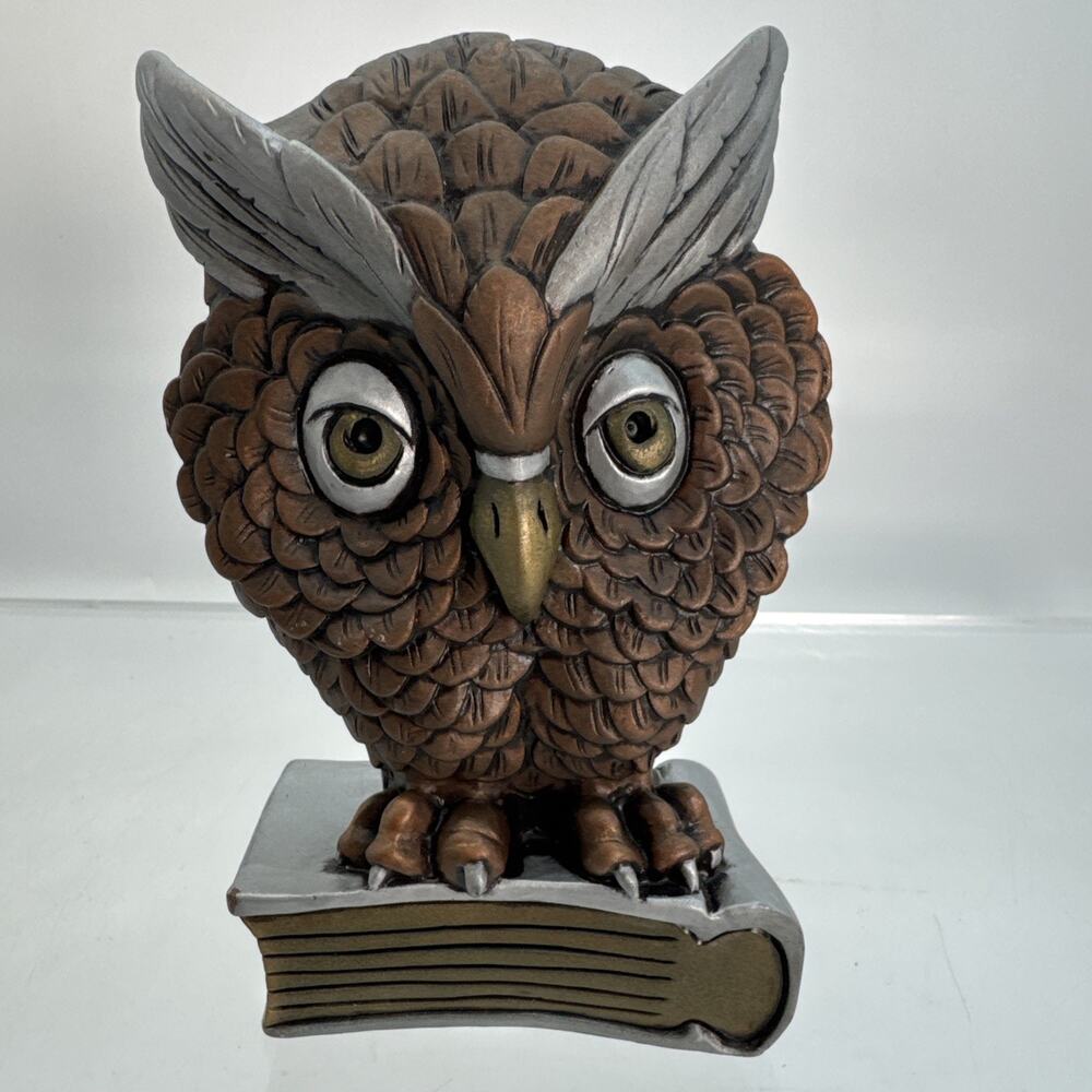 Vintage Hoot Barn Owl On Book Wax Figurine Harry Potter Esque Y2K